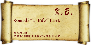 Komlós Bálint névjegykártya