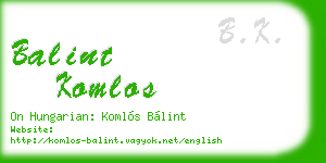 balint komlos business card
