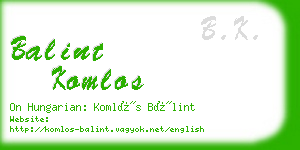 balint komlos business card